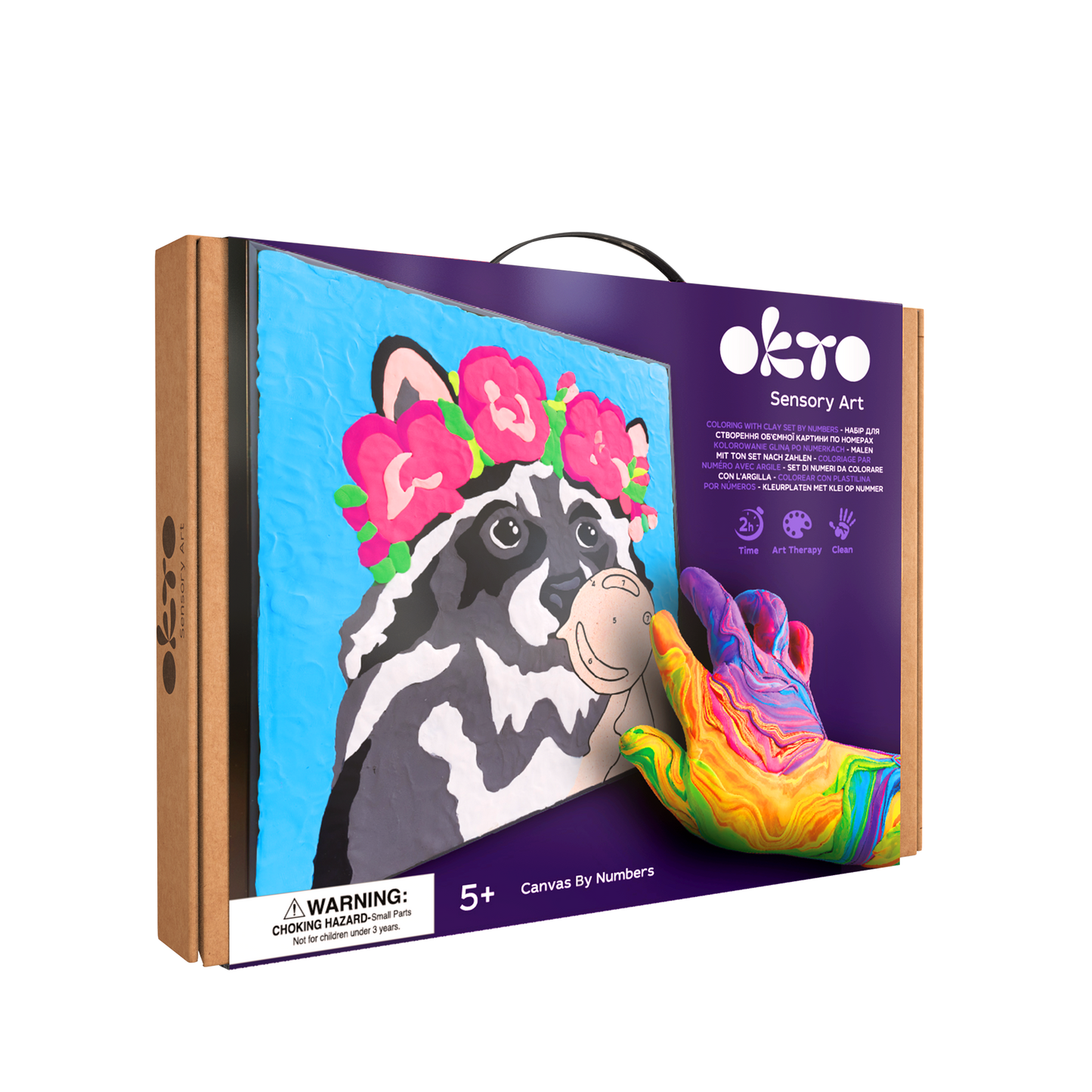 OKTO Clay-by-Numbers Kit – “Raccoon” (11.4” x 11.4”)
