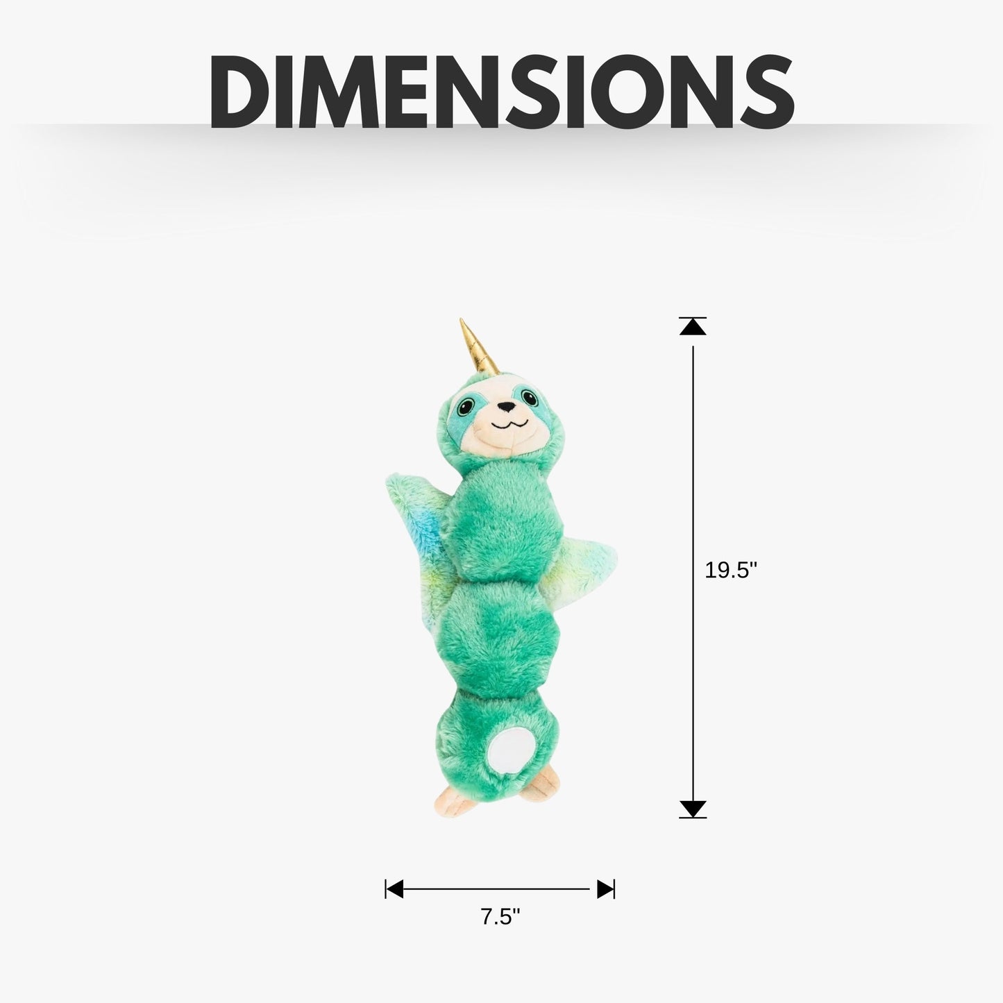 Mystical Mint Winged Sloth Plush Dog Toy – with Squeaker & Crinkle Paper for Fun Play