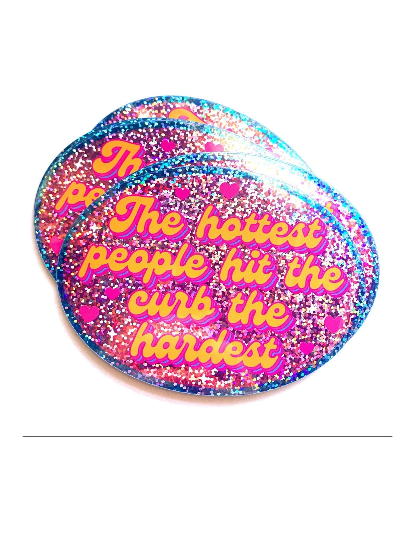 Holographic Glitter Oval Sticker – Hit the Curb Hardest Sticker
