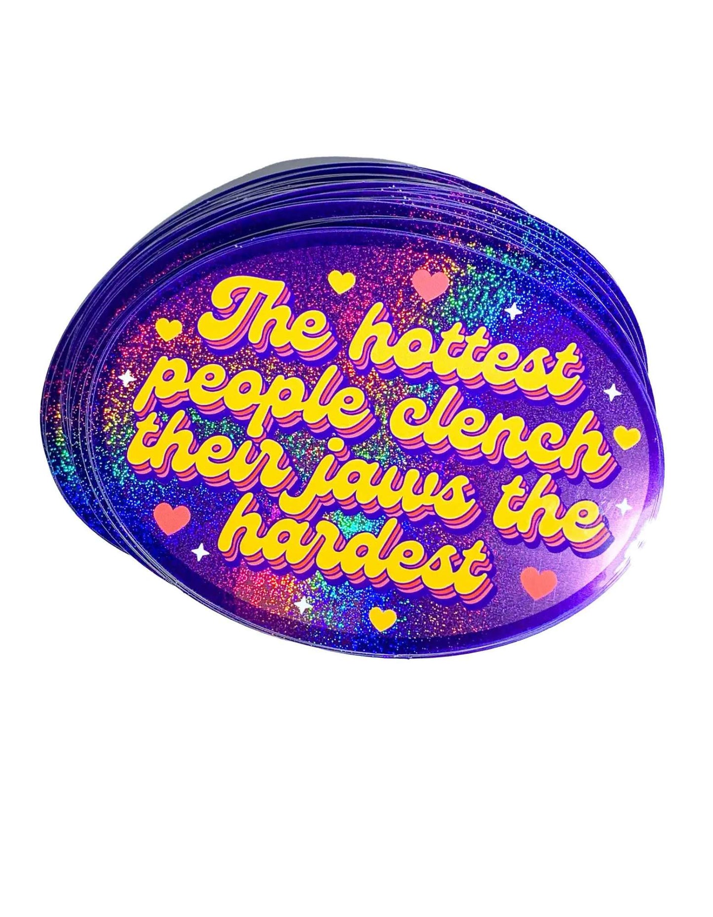 Holographic Glitter Sticker- Hottest Clench Jaws Retro Oval Sticker