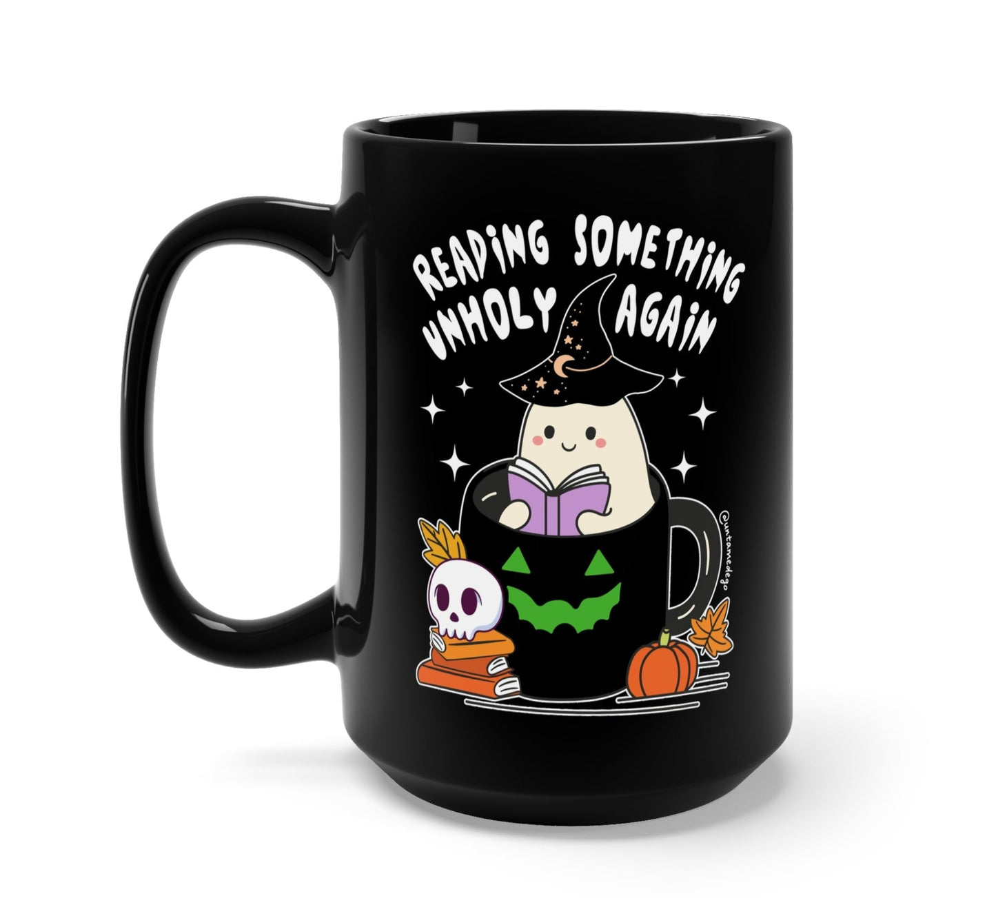 Reading Something Unholy Again Black Mug