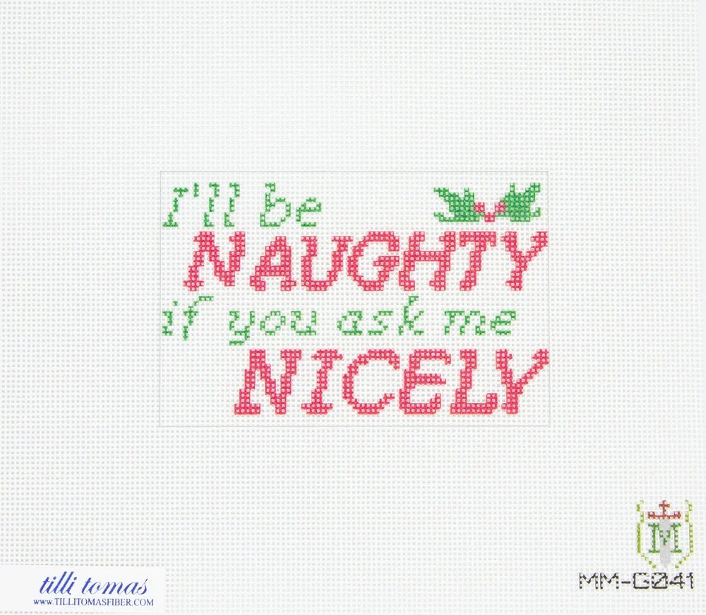 “Naughty” Needlepoint Canvas – 4"x3.5", 18 Mesh by Misty Morrow