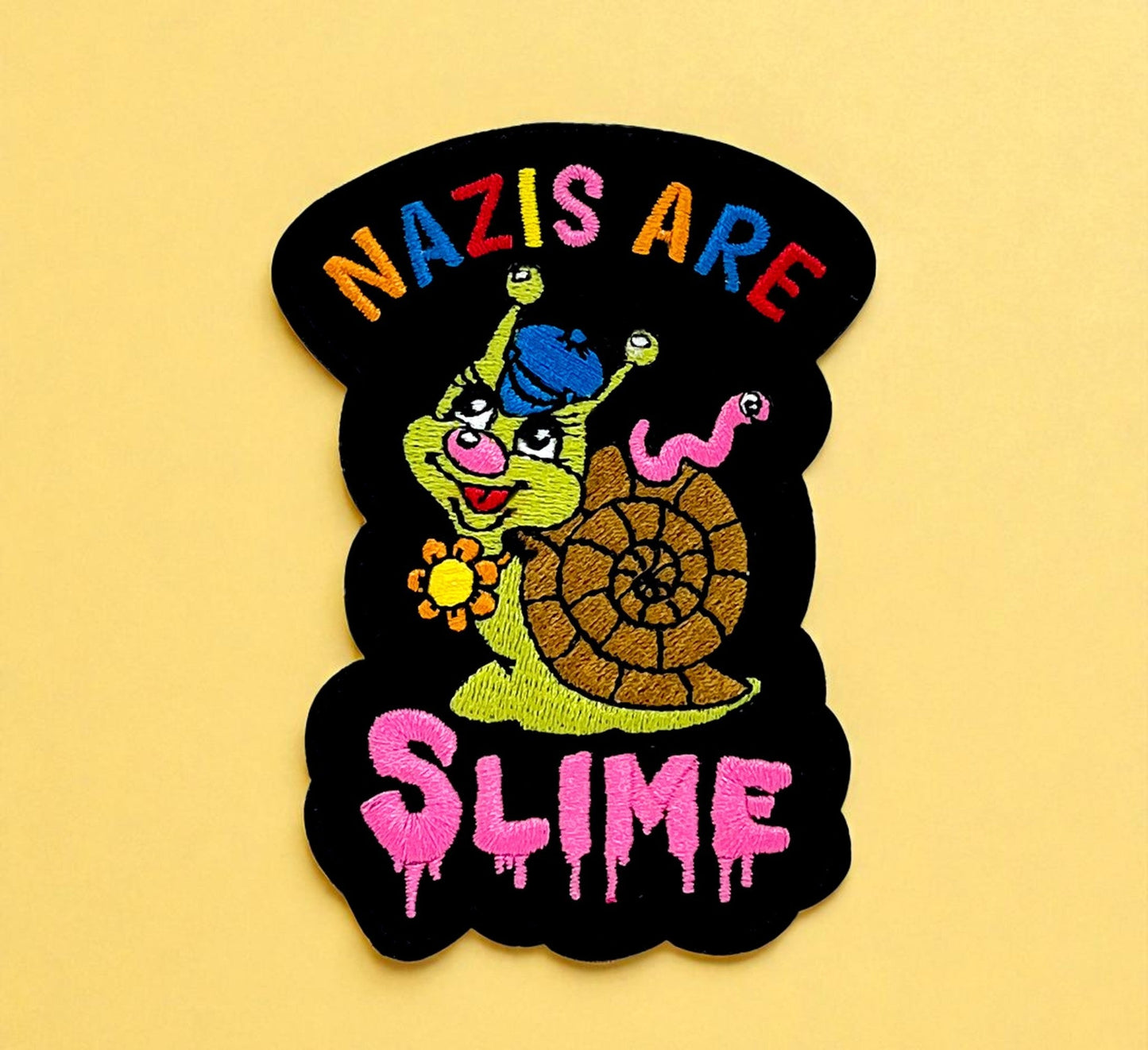 Nazis Are Slime Patch – Anti-Fascist Embroidered Iron-On Statement Patch
