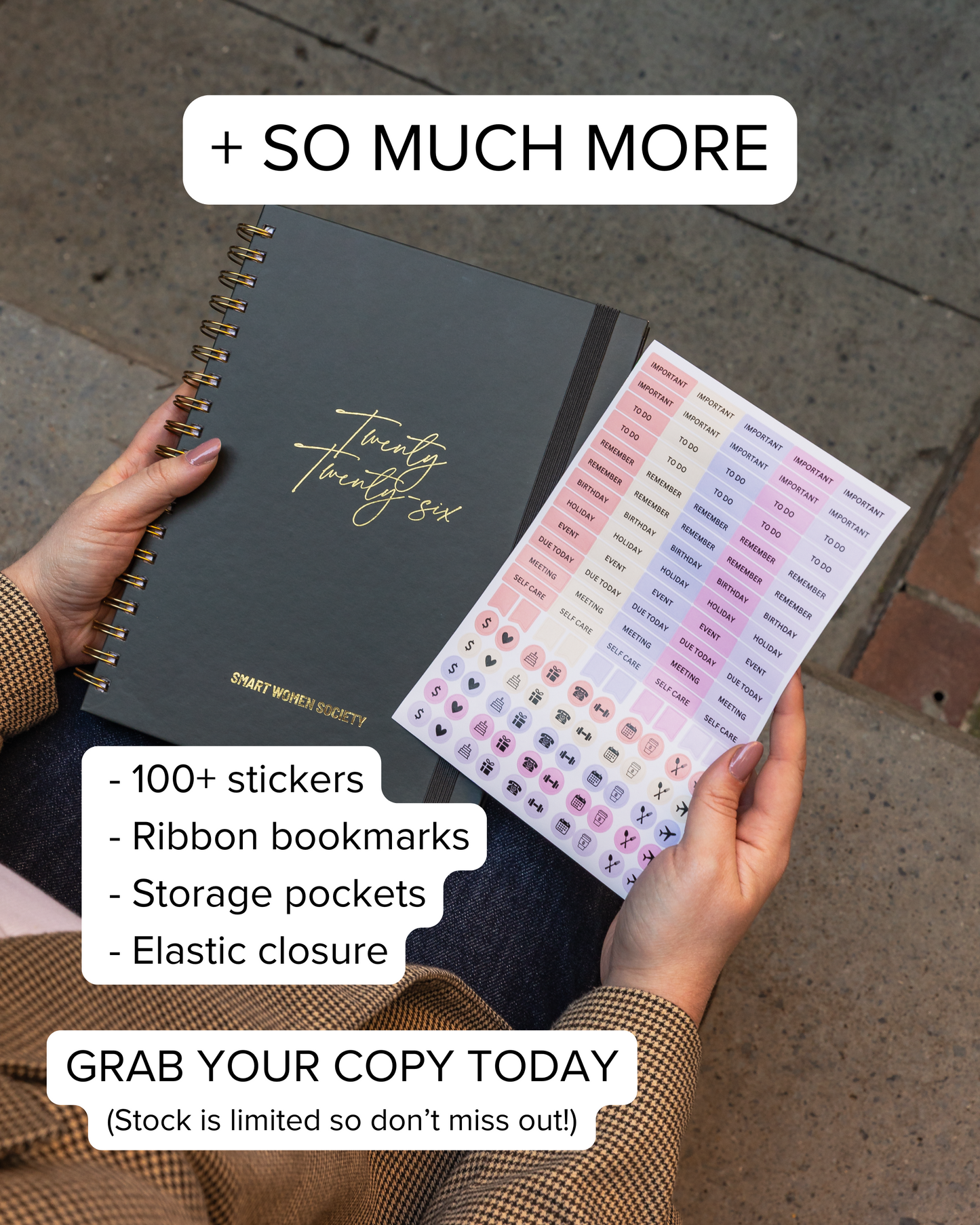 Smart Women Society - B5 Week-to-View - 2026 Calendar Year Diary/Planner - Black