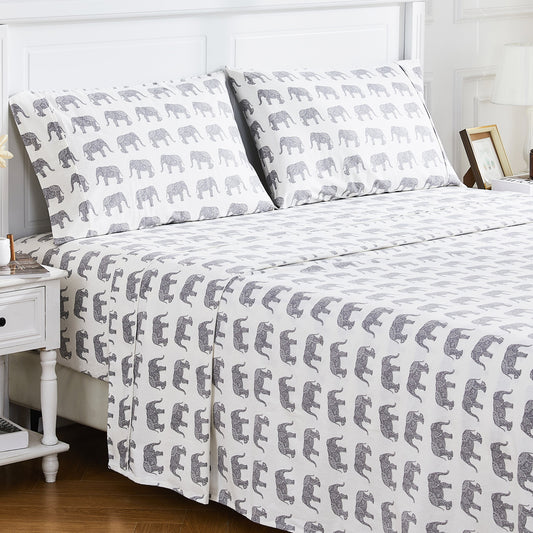 Elephants Flannel Sheet Set
