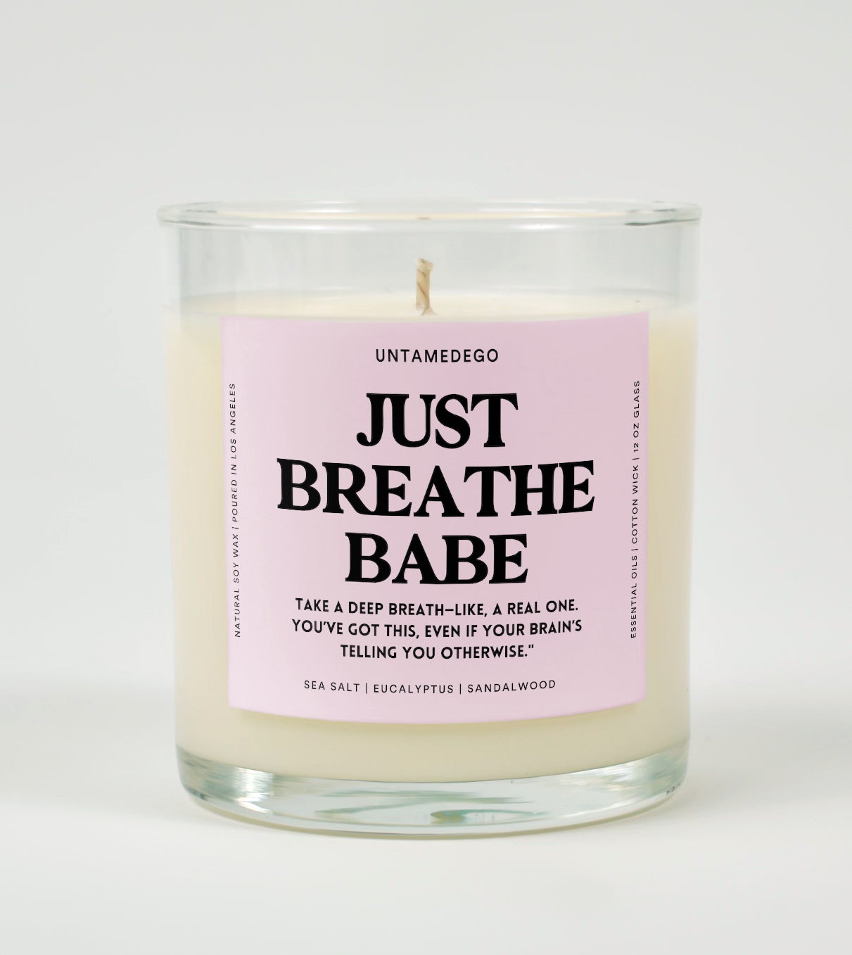 Just Breath Babe Glass Candle