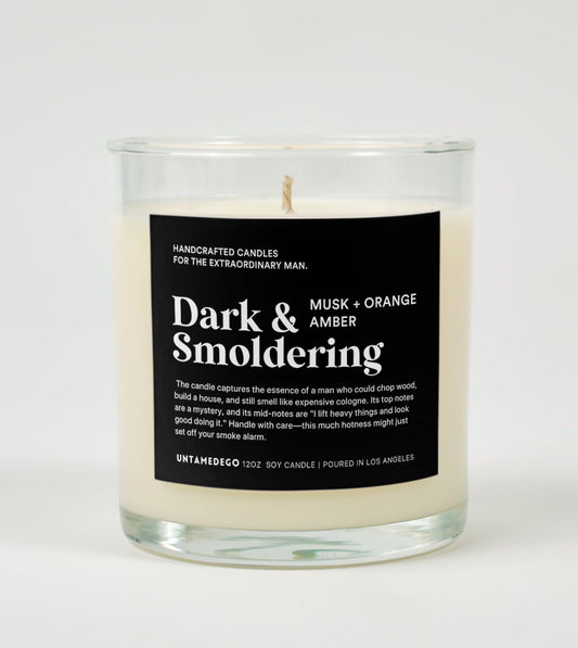 Dark And Smoldering Glass Candle- Candle For Him