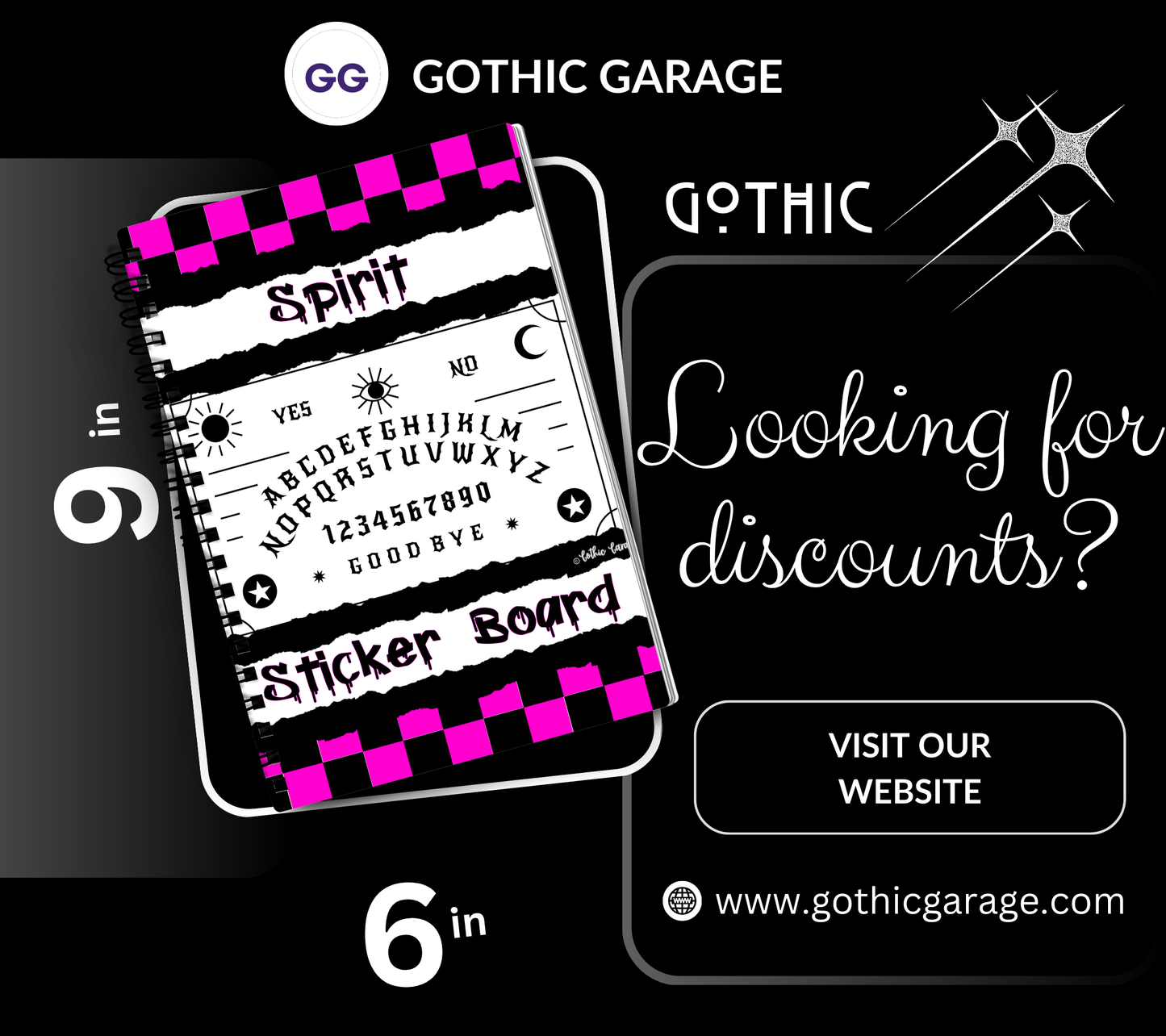 Retro Spirit Board Reusable Sticker Book, Gothic Vibe Sticker Album, Perfect Gift to Personalize for Goth Lovers & Sticker Collectors