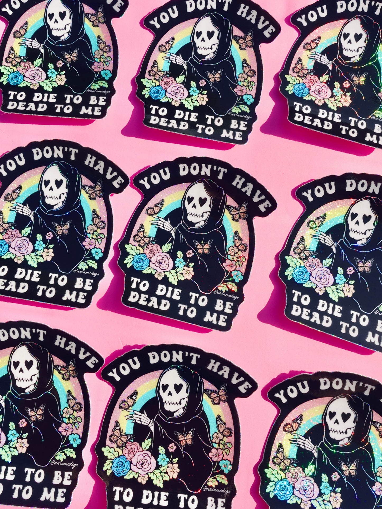 Funny Vinyl Sticker – You Don’t Have to Die – Grim Reaper Waterproof Holographic Decal
