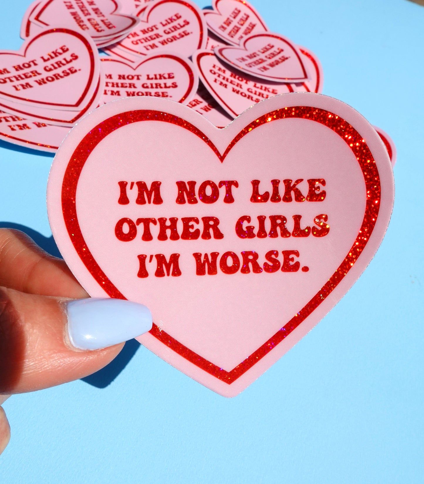 I’m Not Like Other Girls Sticker – Funny Glitter Heart Vinyl Sticker