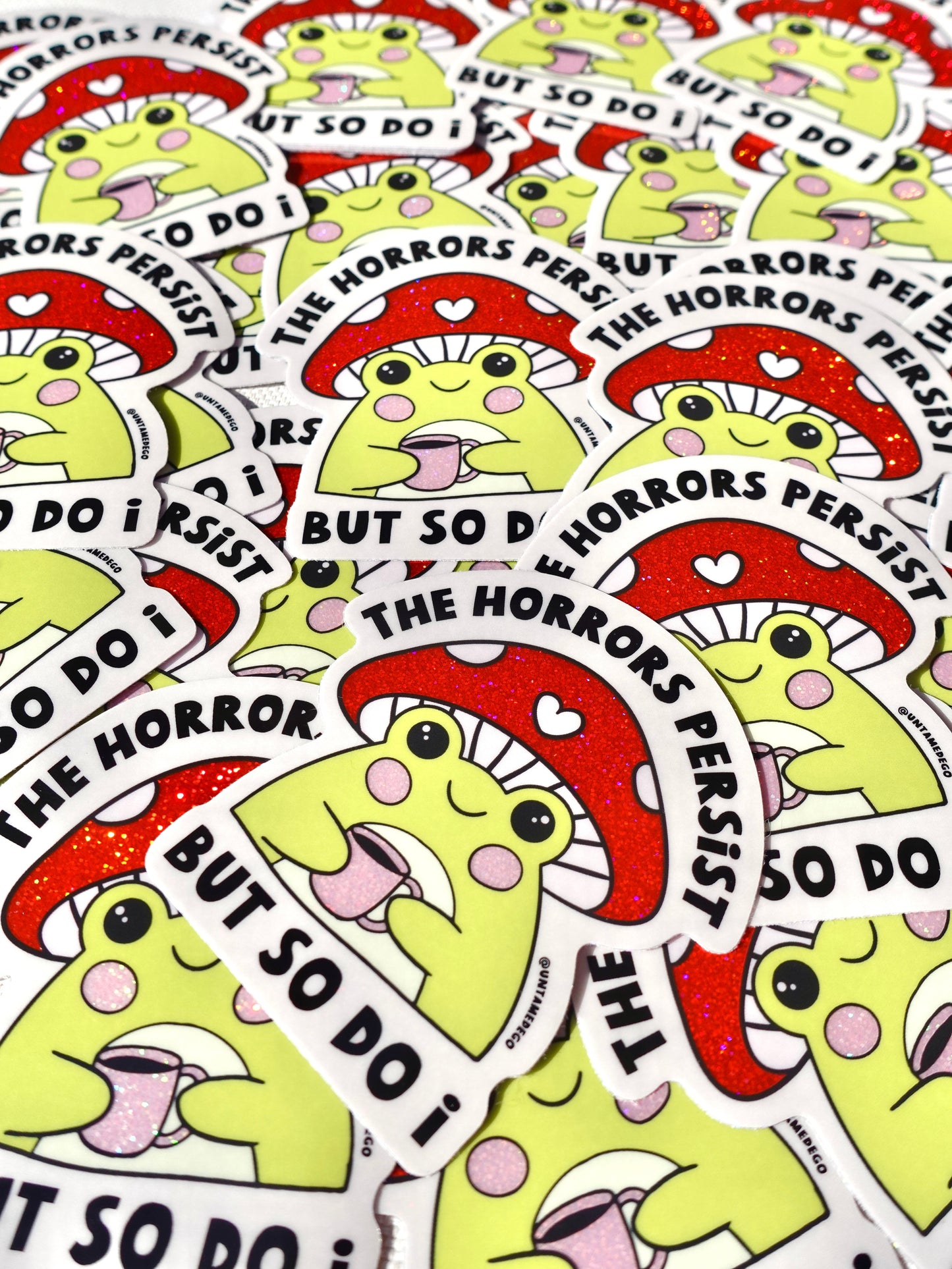 The Horrors Persist – Frog Mushroom Glitter Vinyl Sticker