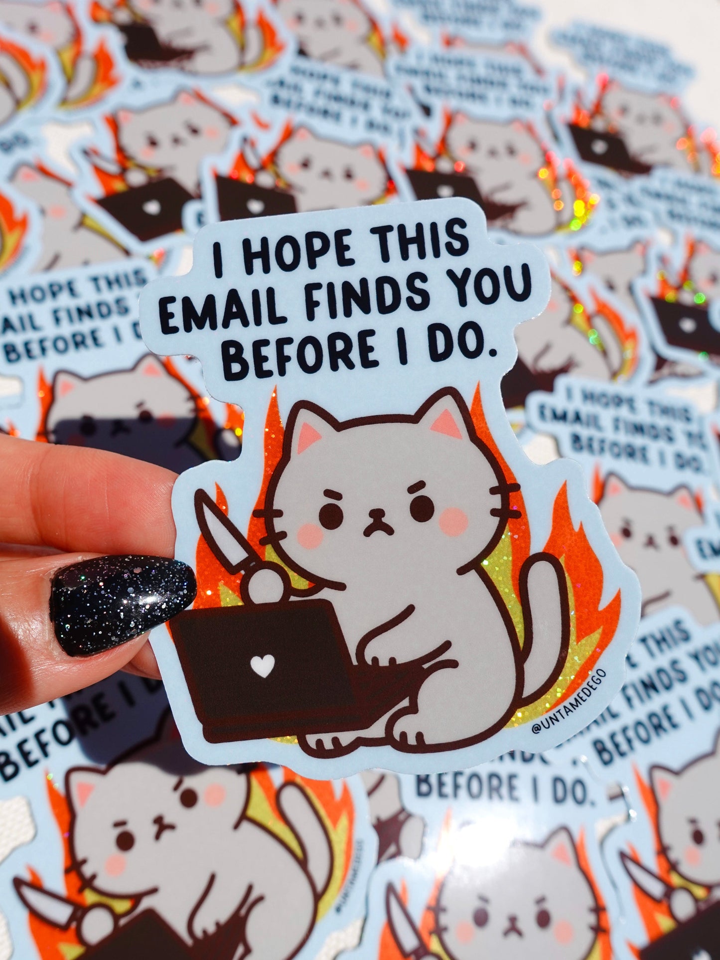 I Hope This Email Finds You Before I Do Sticker – Angry Kitty- Vinyl Sticker – Funny Office Humor Gift – Work Laptop Sticker – Passive Aggressive Decal