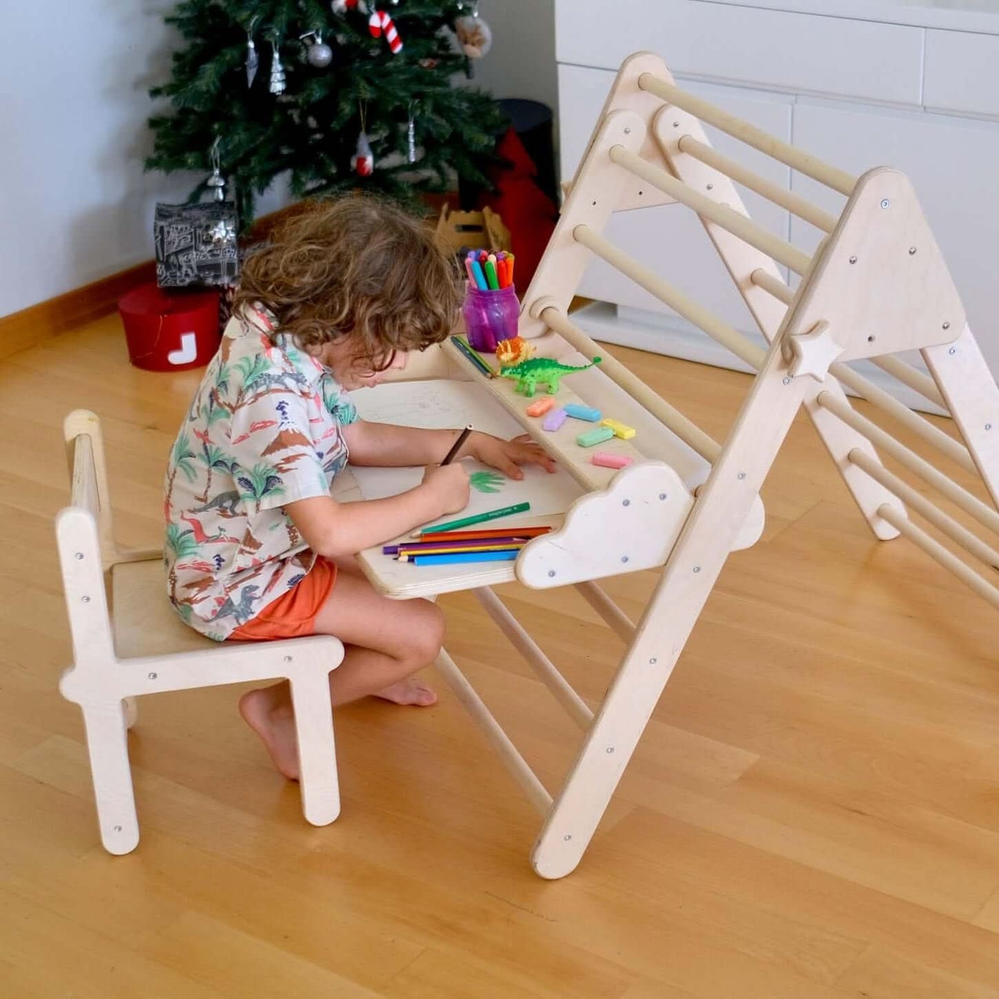 Versatile Montessori Climbing Set with Folding Table and Chair