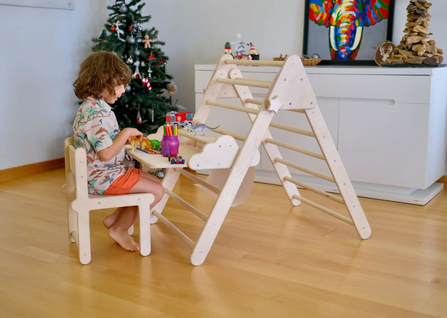 Versatile Montessori Climbing Set with Folding Table and Chair