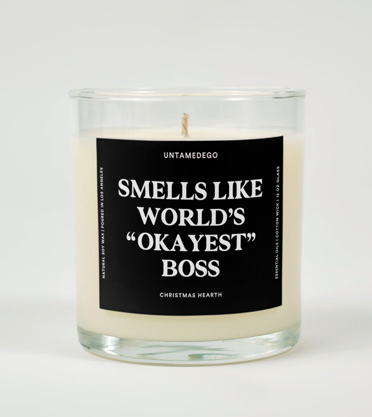 Smells Like World's Okayest Boss Glass Candle