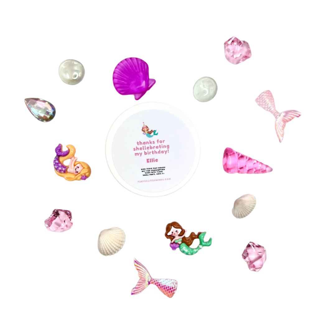 Custom Mermaid Play Dough Favors for Birthday Party Goodie Bags