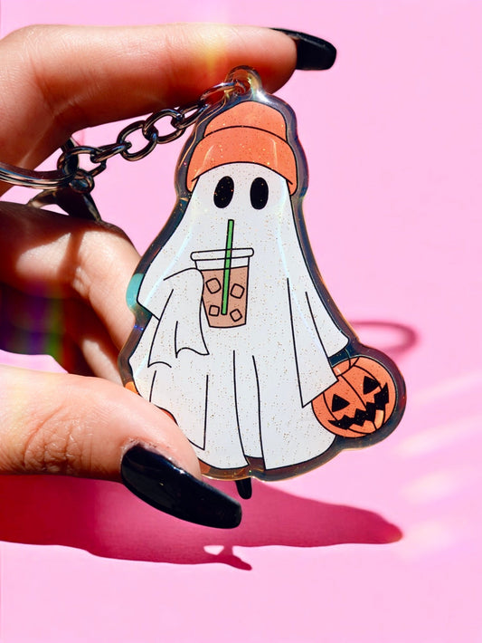 Coffee Ghosty Rainbow iridescent Keychain