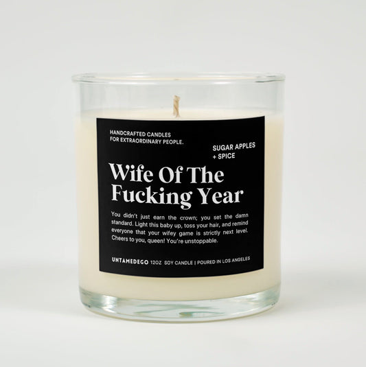Wife Of The Fucking Year Glass Candle