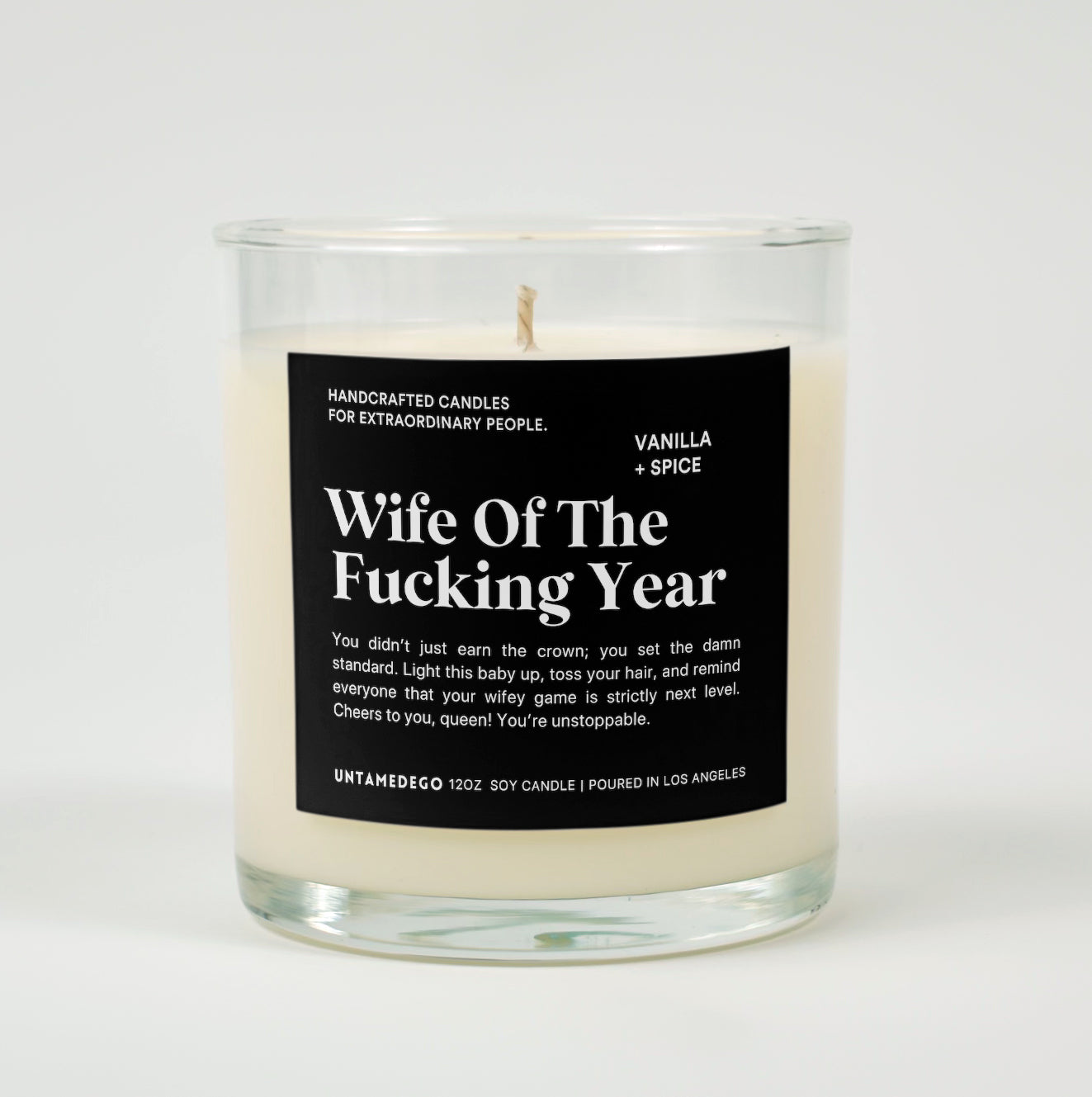 Wife Of The Fucking Year Glass Candle