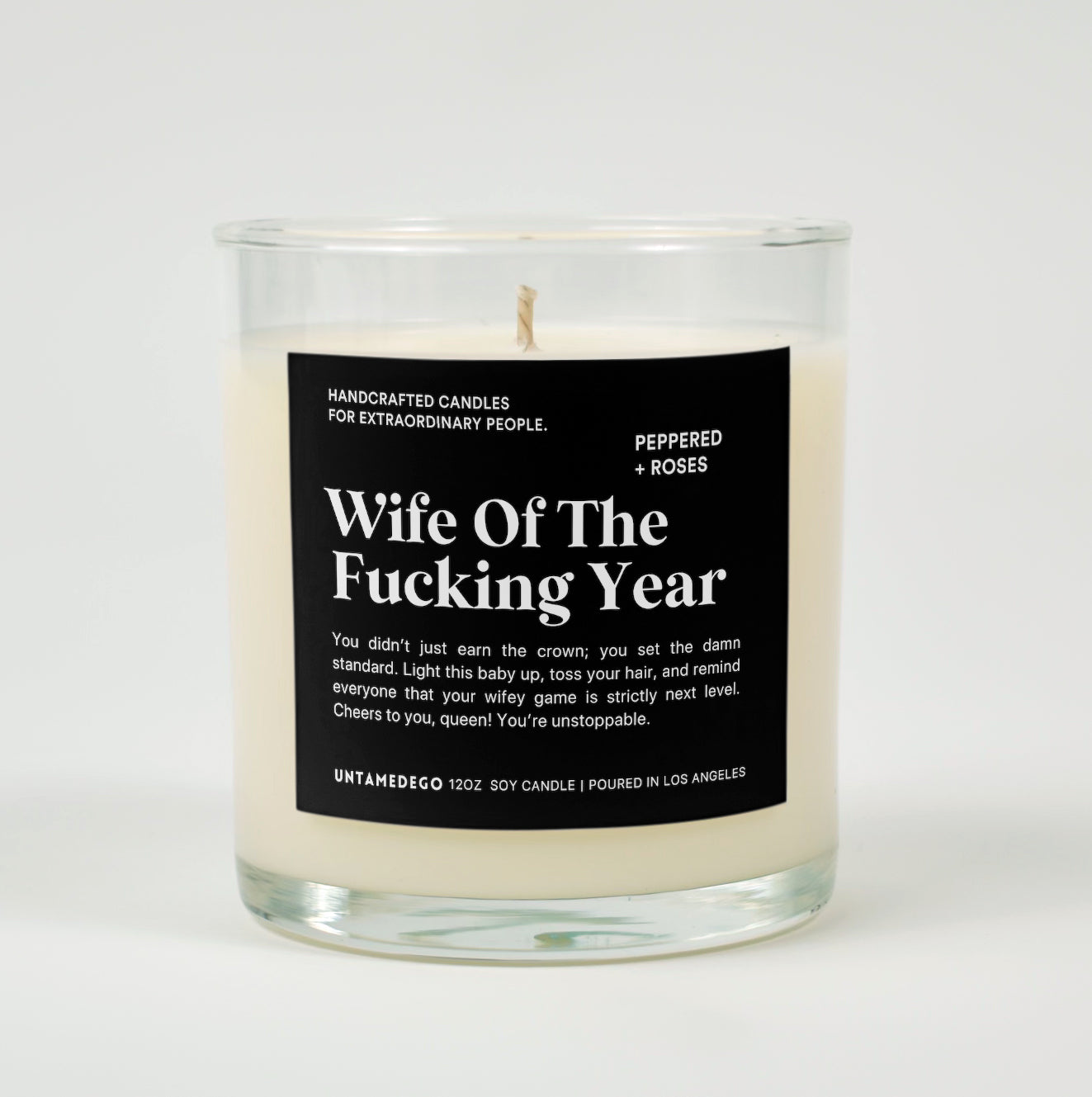 Wife Of The Fucking Year Glass Candle