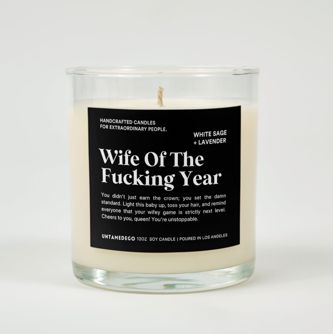 Wife Of The Fucking Year Glass Candle