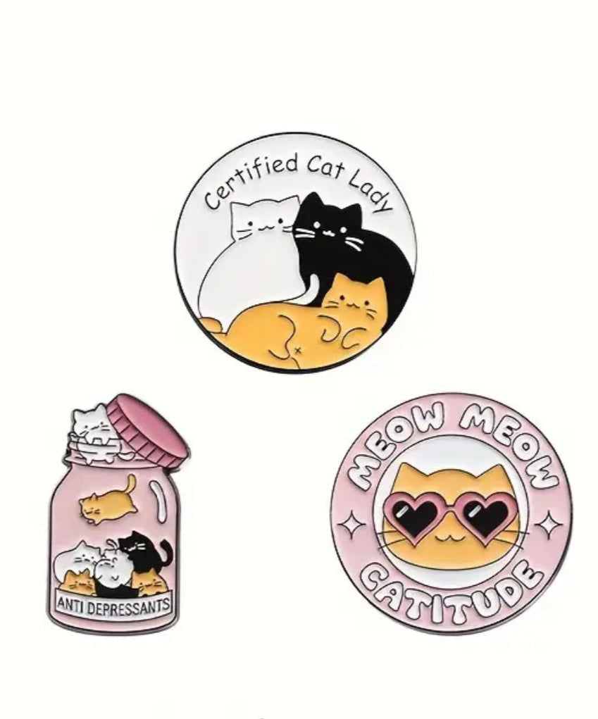 Certified Cat Lady Enamel Pin Set – 3-Pack