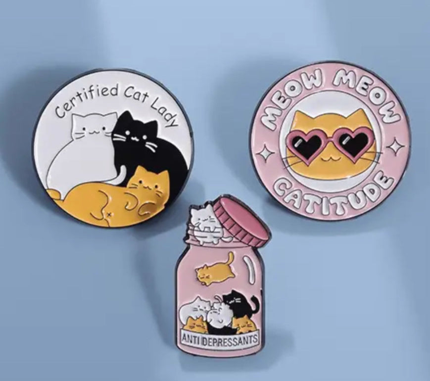 Certified Cat Lady Enamel Pin Set – 3-Pack