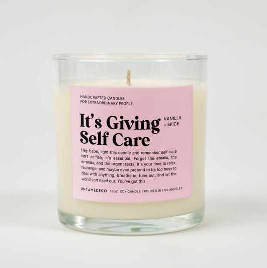 It's Giving Self Care Glass Candle