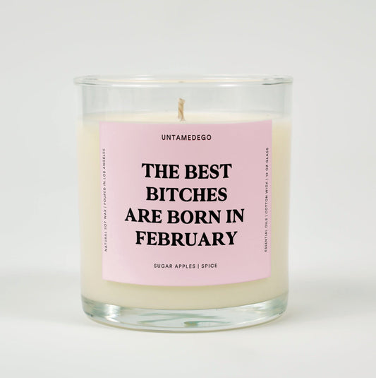 The Best Bitches Are Born In February Birthday Glass Candle