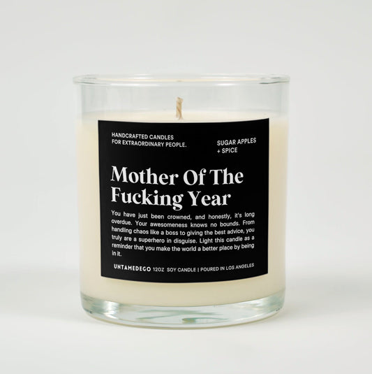 Mother Of The Fucking Year Glass Candle