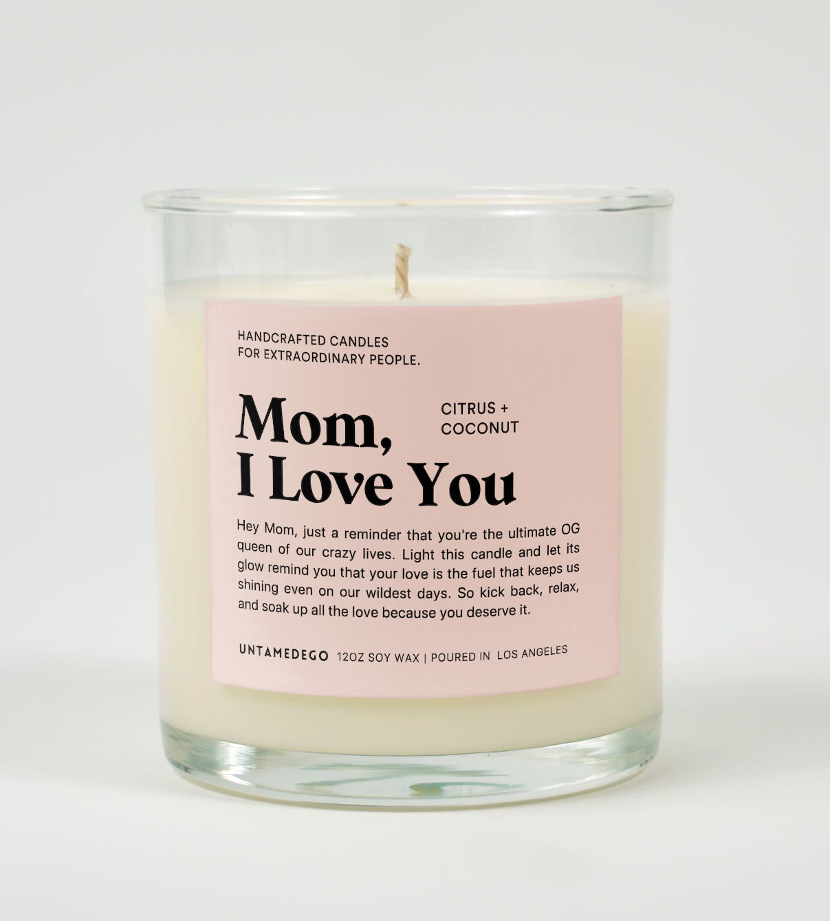 Mom I Love You Glass Candle