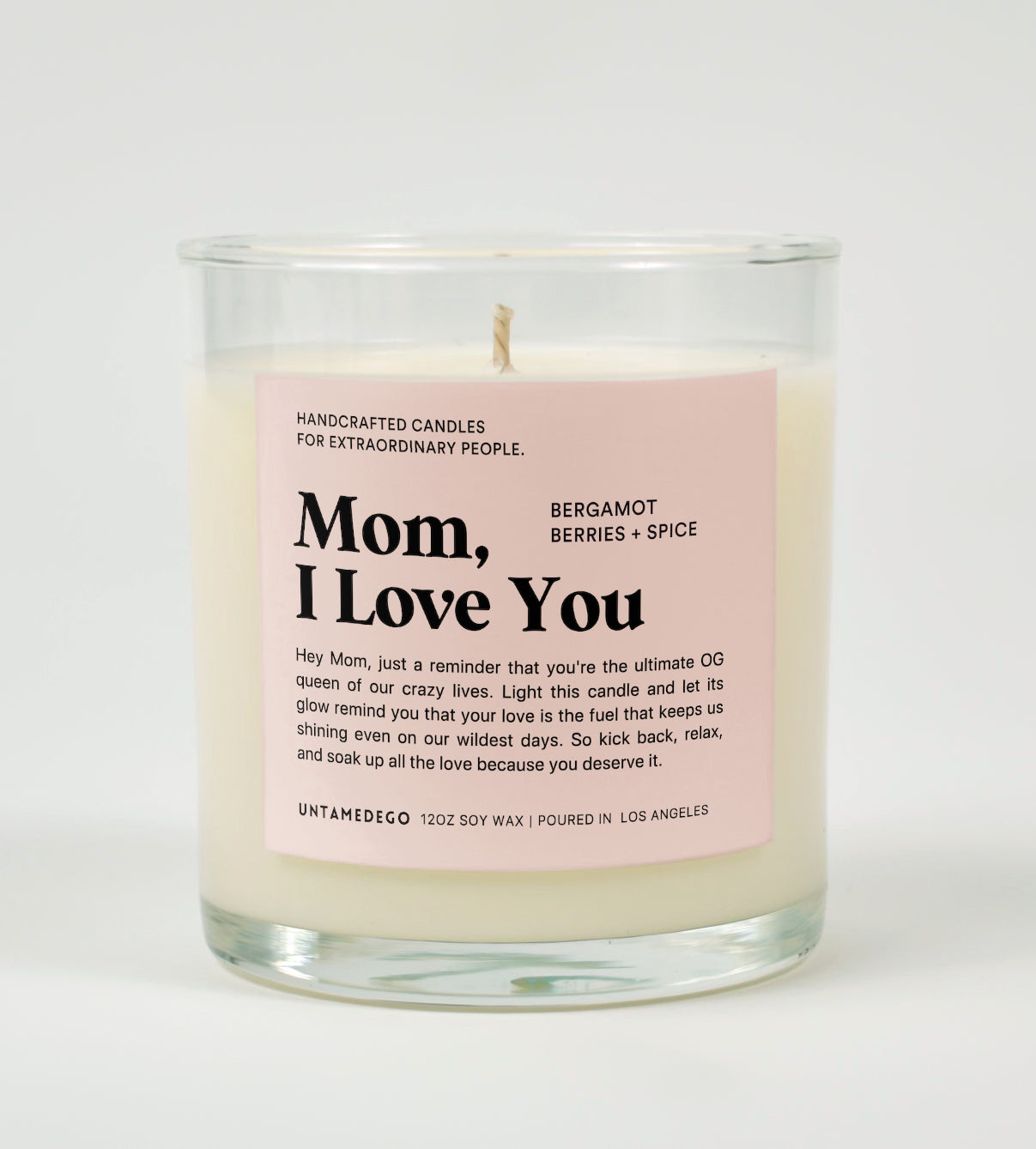 Mom I Love You Glass Candle