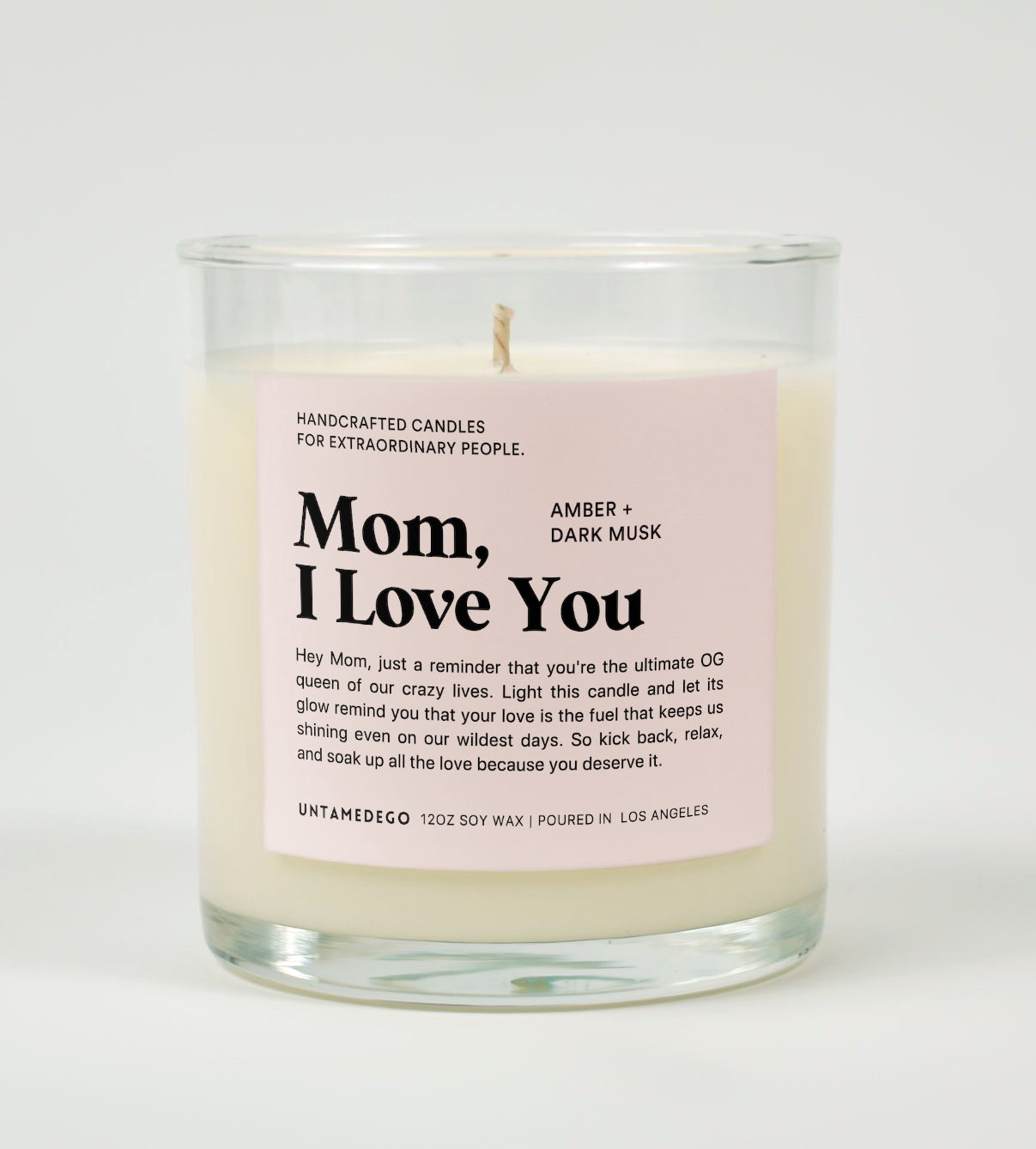 Mom I Love You Glass Candle