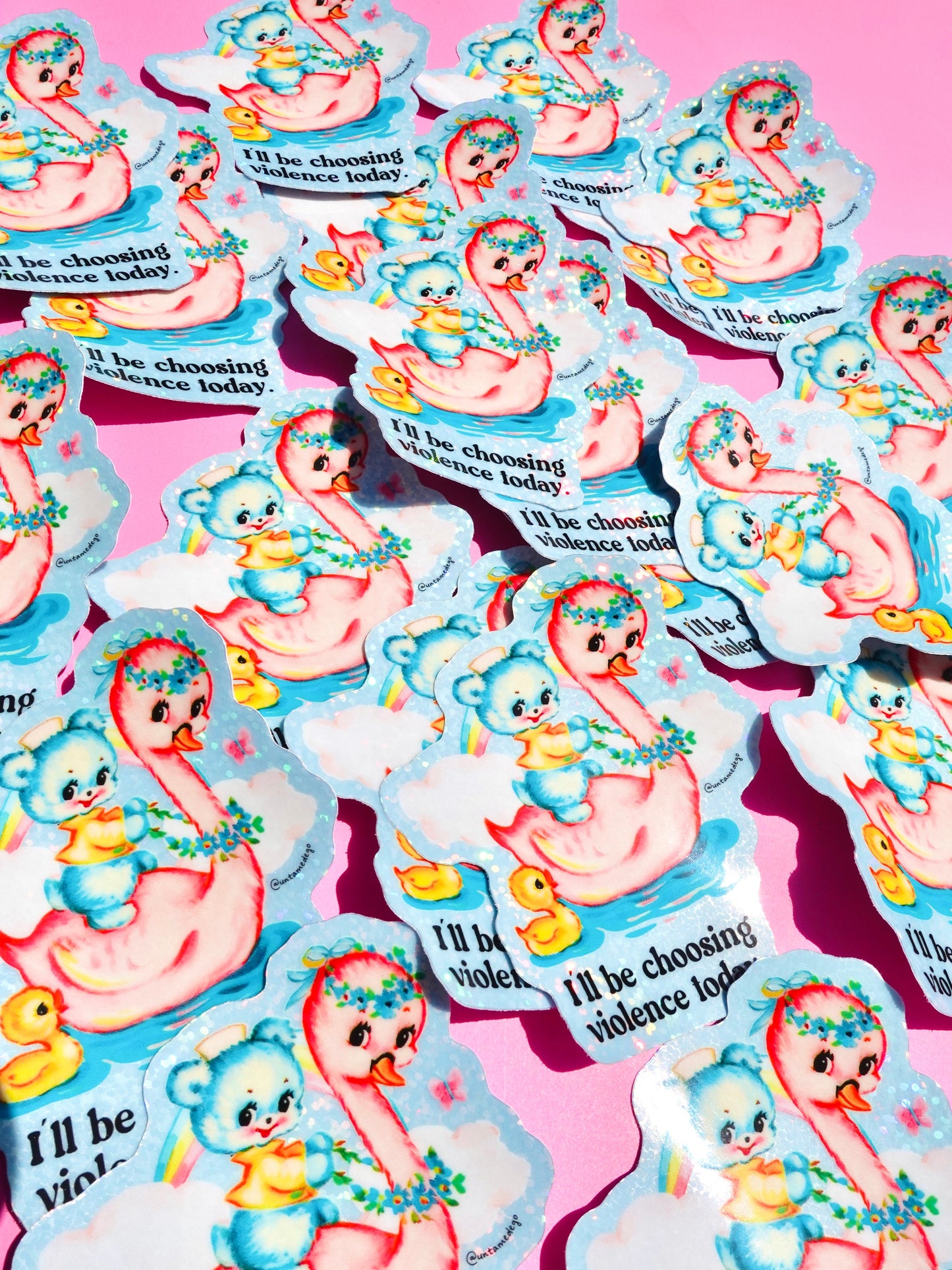 I’ll Be Choosing Violence Today – Funny Retro Animal Glitter Vinyl Sticker