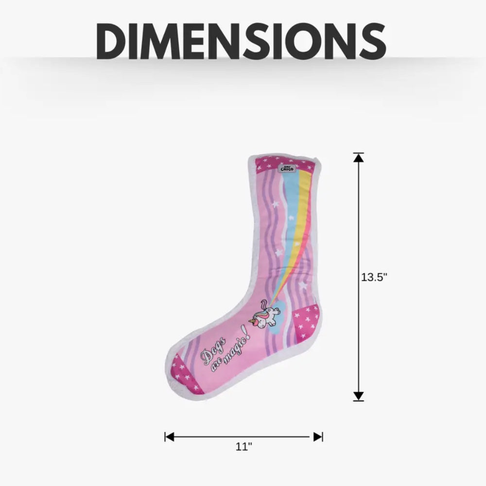 Squeaky Sock Plush Dog Toy – Whimsy Wonders Unicorn Design