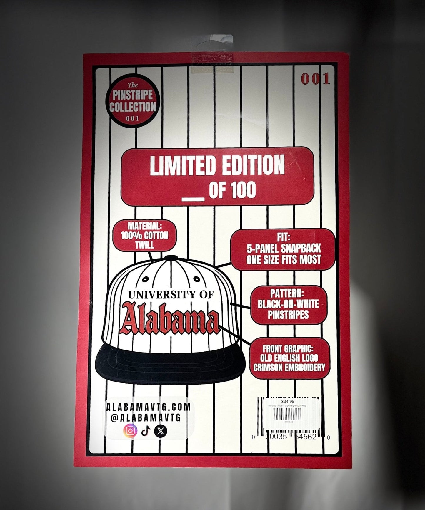 Alabama Old English Snapback Hat - Pinstripe Collection (Vol. 1)