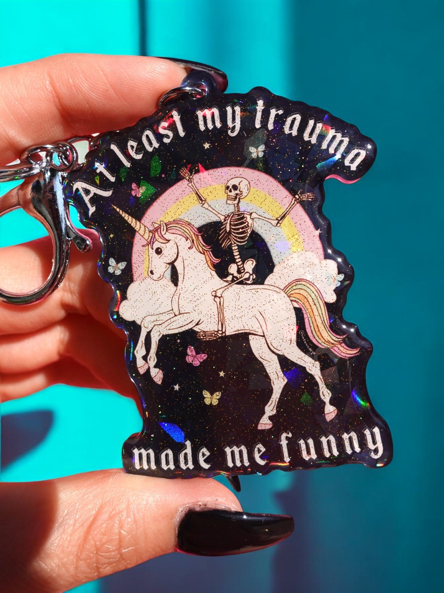 At Least My Trauma Made Me Funny Holographic Keychain