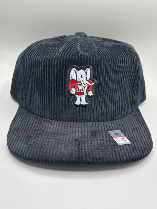 Corduroy Big Al Patch Snapback Hat - Black