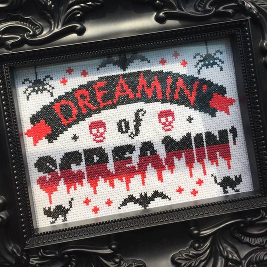 Dreamin’ of Screamin’ Cross Stitch Kit – Gothic Skull Design (5"x7")