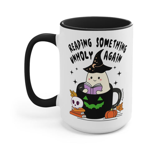 Reading Something Unholy Again Halloween Mug
