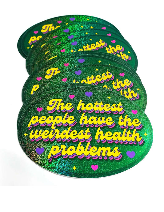 Holographic Glitter Oval Sticker – Weirdest Health Problems Sticker