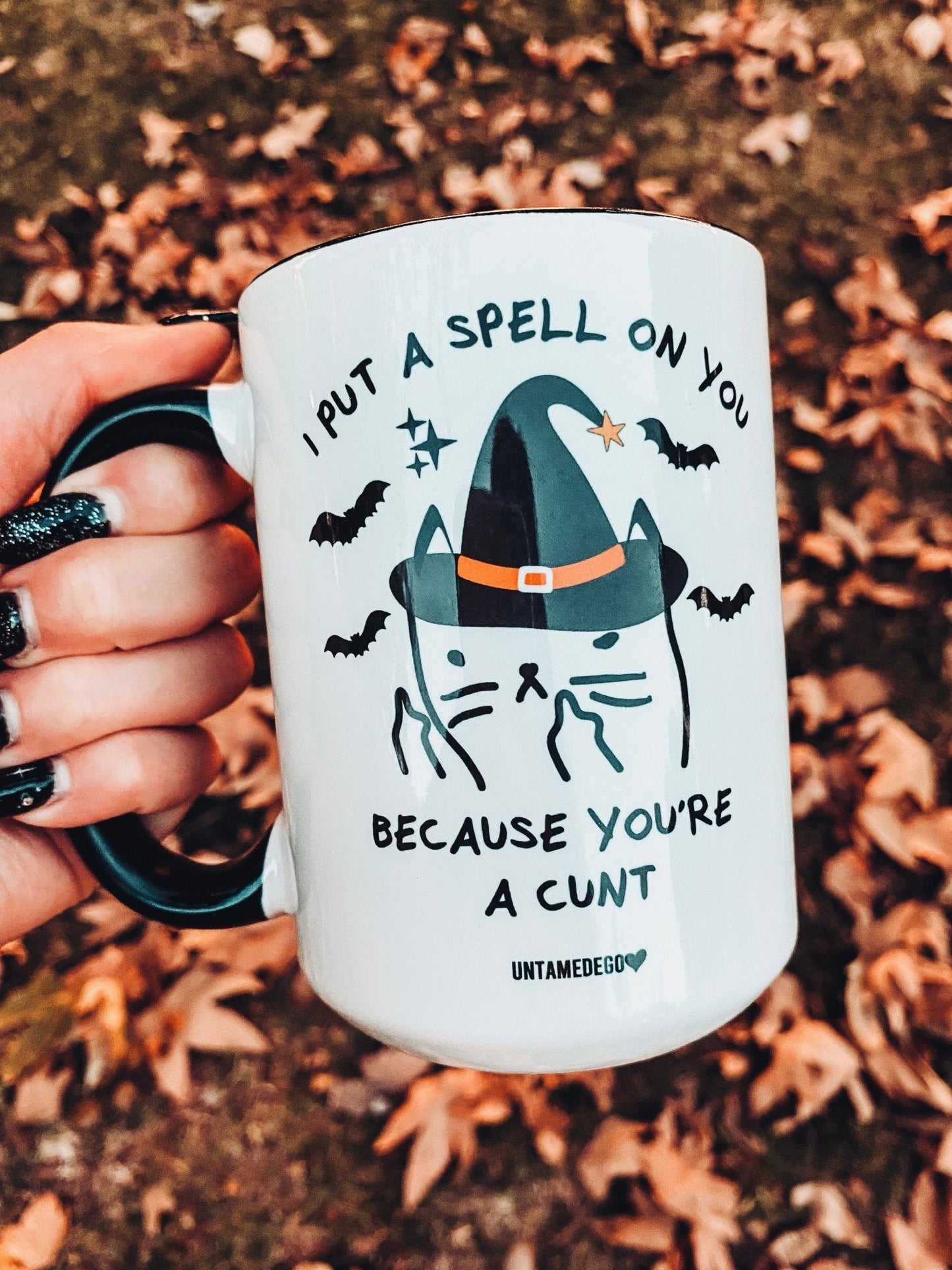I Put A Spell On You Mean Kitty Halloween Mug