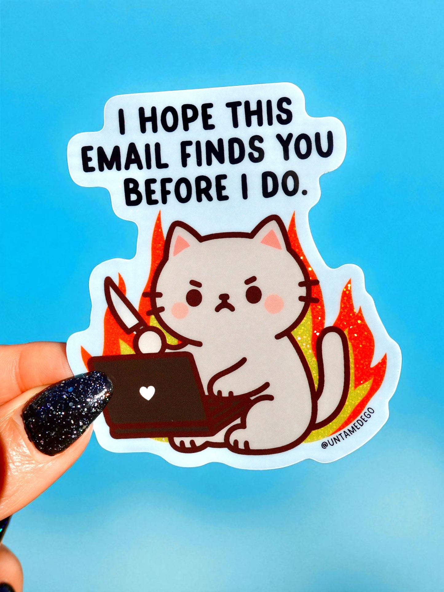 I Hope This Email Finds You Before I Do Sticker – Angry Kitty- Vinyl Sticker – Funny Office Humor Gift – Work Laptop Sticker – Passive Aggressive Decal