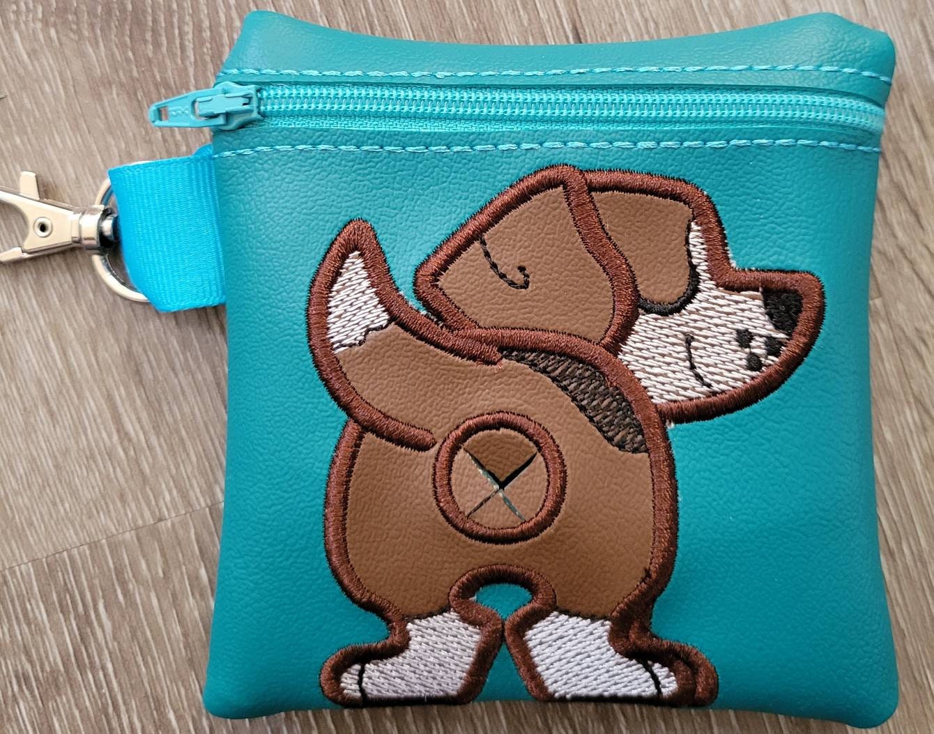 Handmade Embroidered Beagle Poop Bag Holder: Stylish and Convenient Accessory for Dog Walking