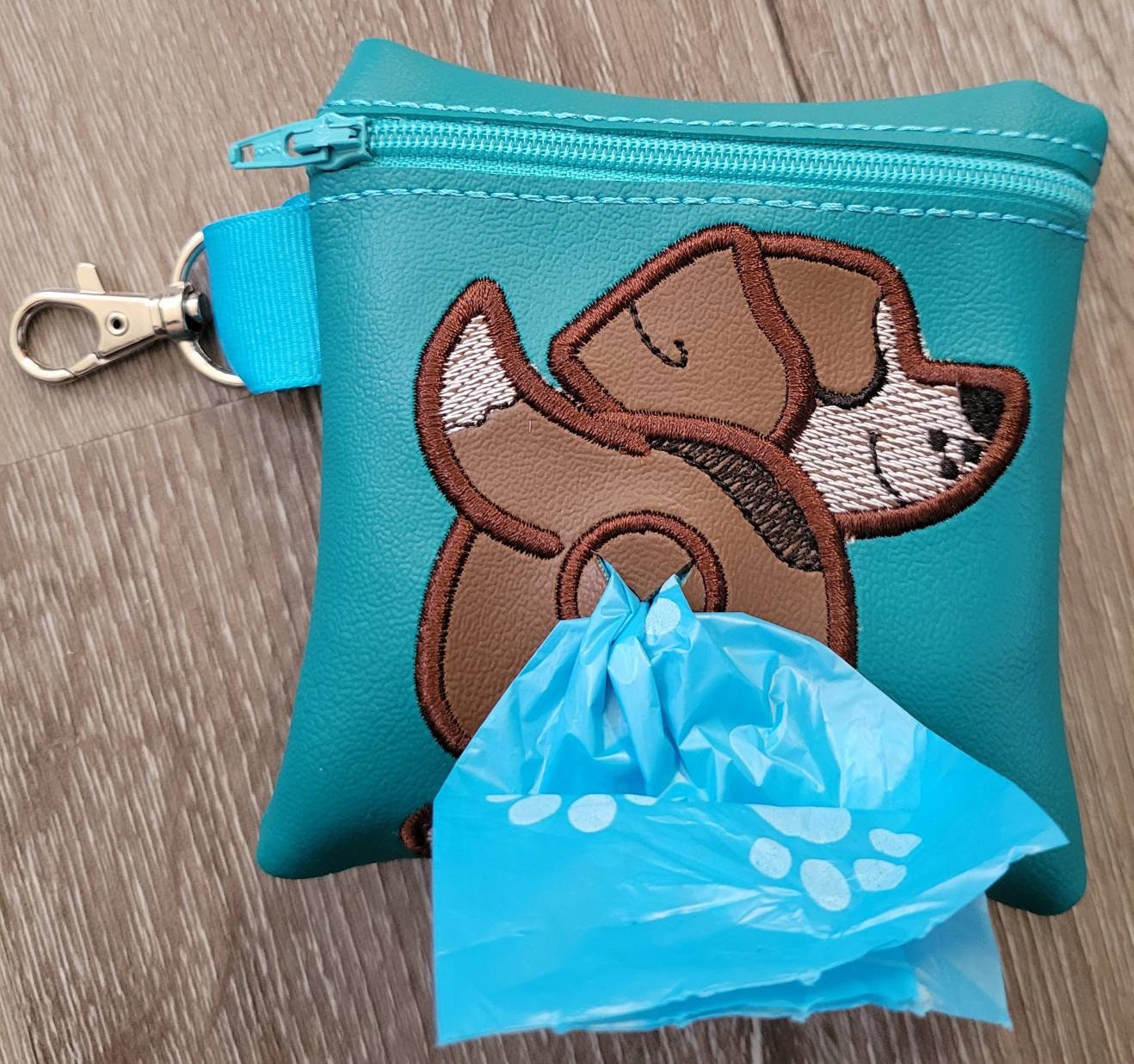 Handmade Embroidered Beagle Poop Bag Holder: Stylish and Convenient Accessory for Dog Walking
