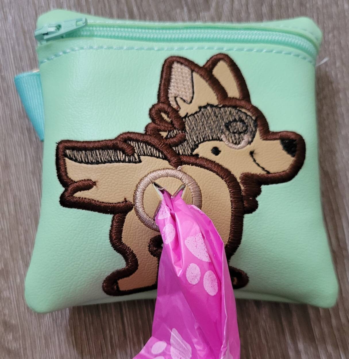 German Shepard Poop Bag Pouch - gift for dog lover - Zippered poop bag holder-  Gift for Dog Walker - veterinarian - dog groomer