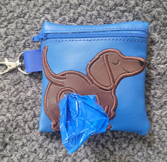 Dachshund Poop Bag Pouch - gift for dog lover - Zippered poop bag holder-  Gift for Dog Walker - veterinarian - dog groomer