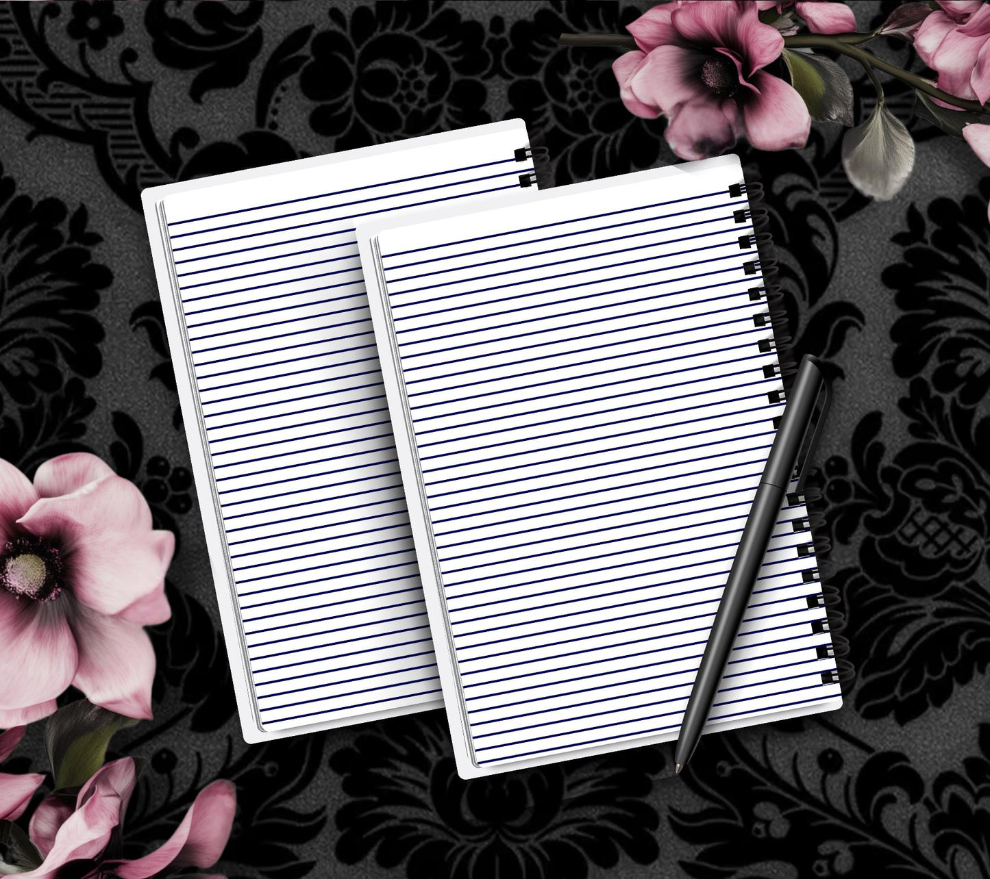 1950’s Goth Female Glamour Notebook - Hand Drawn Detail  – 160 Lined Pages for Daily Tasks, Notes, and Personal Writing