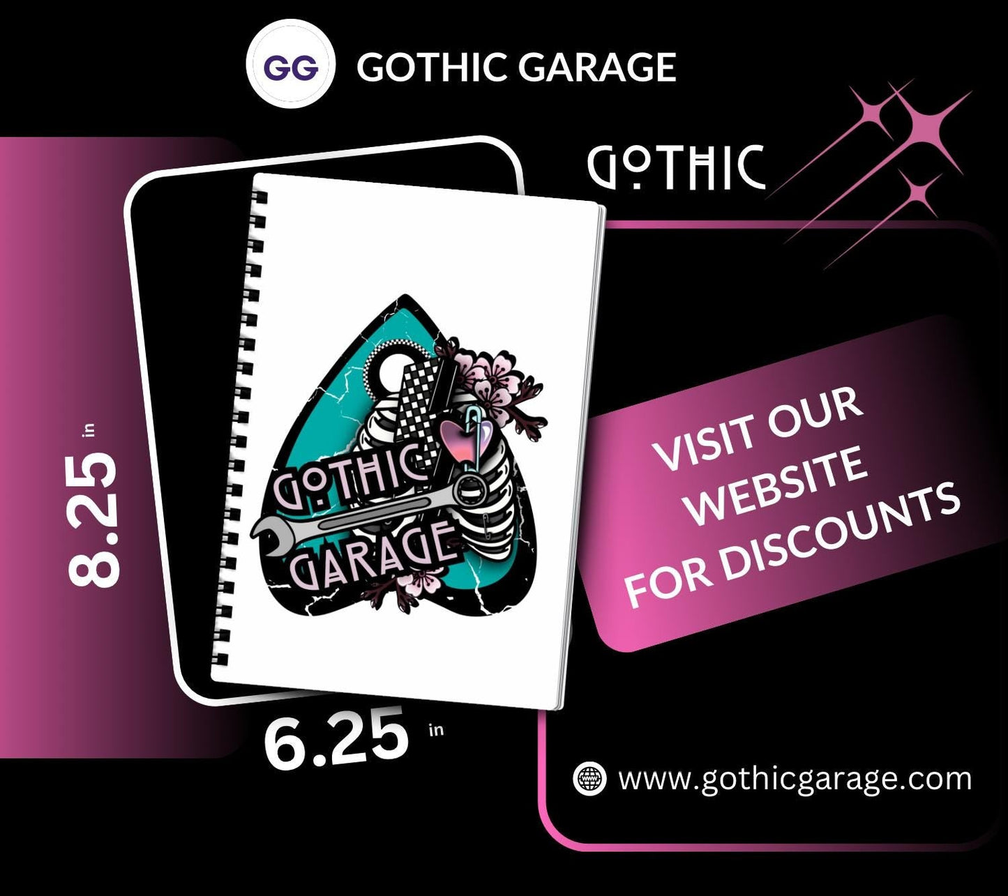 Memento Mori Notebook - Hand Drawn  Gothic Skull Hourglass Detail  – 160 Lined Pages for Daily Tasks, Notes, and Personal Writing