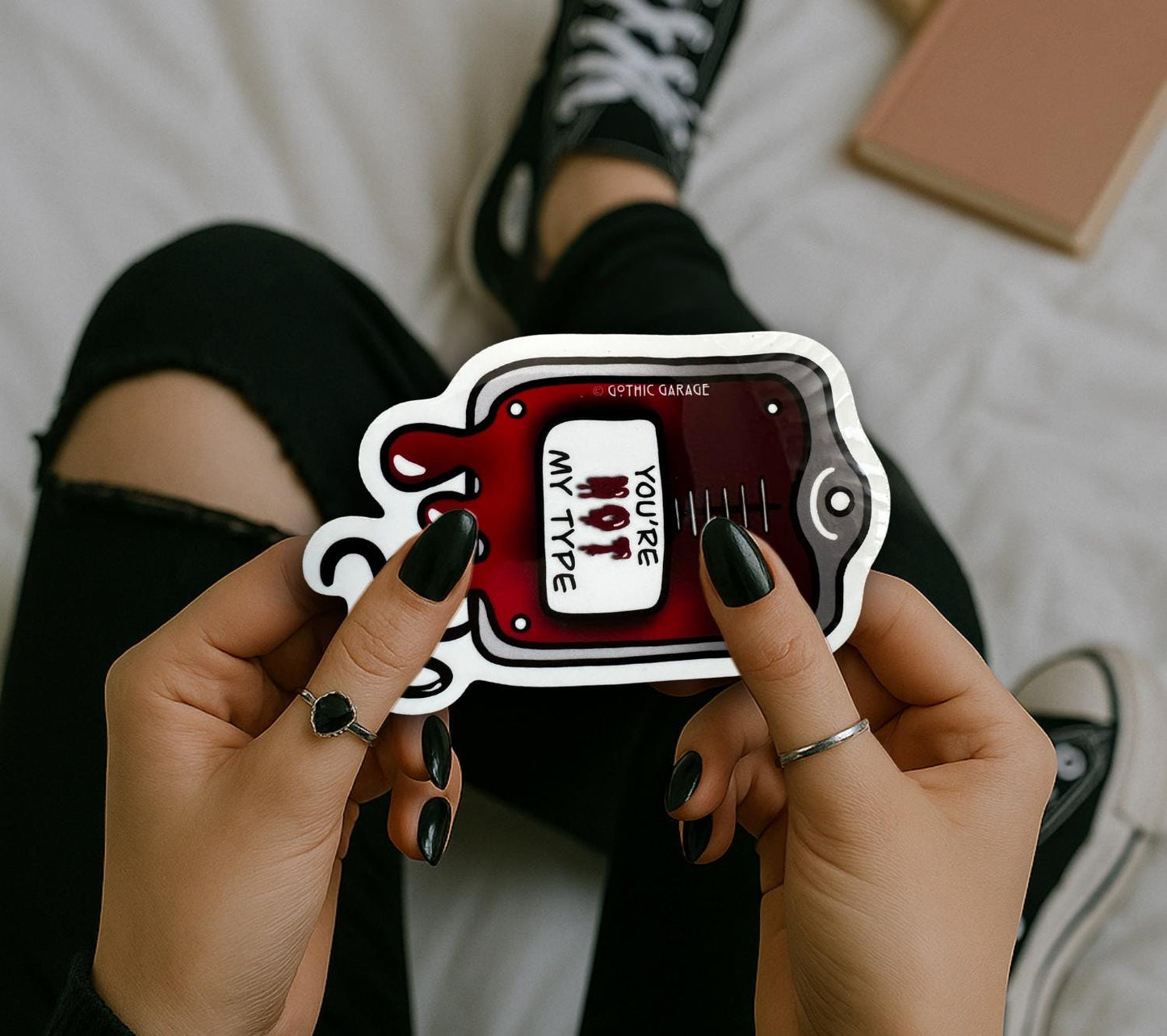 Vampire Blood Bag, Waterproof Die Cut Sarcastic Sticker, Choose Between Glossy or Holographic, Perfect to Add Horror to any Surface